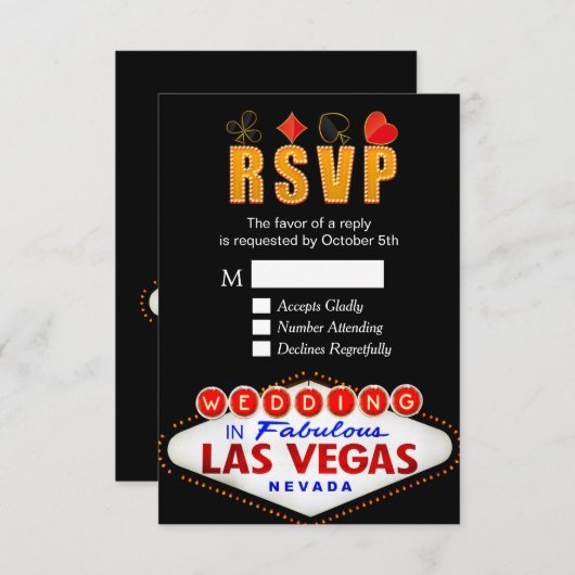 UAWG Las Vegas Sign Wedding Neon Light Repcard RSVP Karte (Vorne/Hinten)