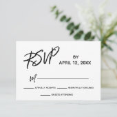 UAWG Lässig Handwriting-Skript BW Wedding Set RSVP Karte (Stehend Vorderseite)