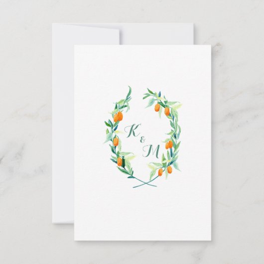 UAWG Laurel Wreath Kumquat Branch Modern Simple RSVP Karte (Rückseite)