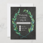 UAWG Laurel Wreath Olive Leaf Branch Chalkboard RSVP Karte (Vorderseite)