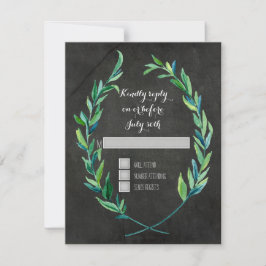 UAWG Laurel Wreath Olive Leaf Branch Chalkboard RSVP Karte