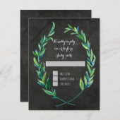 UAWG Laurel Wreath Olive Leaf Branch Chalkboard RSVP Karte (Vorne/Hinten)