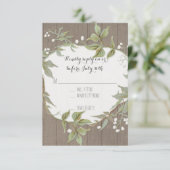 UAWG Laurel Wreath Rustic Country Foliage Holz RSVP Karte (Stehend Vorderseite)