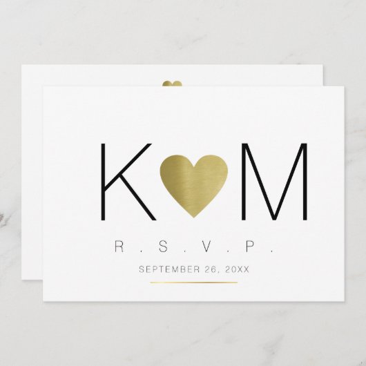 uAwg Liebe & Paar Initialen, klar und elegant Einladung (Vorne/Hinten)