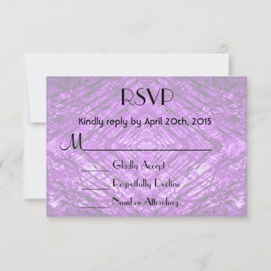 UAWG Lila gestanztes Glaskaleidoskop Textur RSVP Karte (Rückseite)