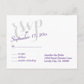 UAWG Lila oder JEGLICHE FARBEN-Hochzeitsreaktion Einladungspostkarte (Rückseite)