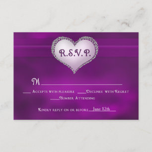 UAWG - LILA UND IMITATE JEWEL HERZEN RSVP KARTE