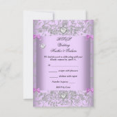 UAWG Lilac Damask Wedding White Diamond Hearts RSVP Karte (Rückseite)