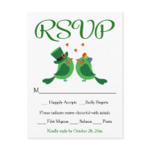 UAWG Lovebird Green & White Wedding Party Card