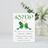 UAWG Lovebird Green & White Wedding Party Card Einladungspostkarte (Stehend Vorderseite)