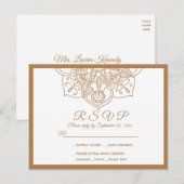 UAWG Mandala Brown Boho Indian Wedding Modern Einladungspostkarte (Vorne/Hinten)