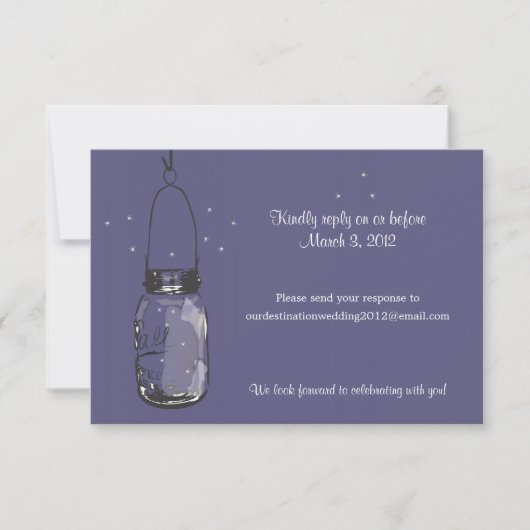 UAWG Mason Jar & Fireflies Hochzeit RSVP Karte (Vorderseite)