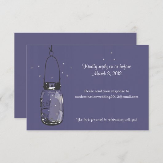 UAWG Mason Jar & Fireflies Hochzeit RSVP Karte (Vorne/Hinten)