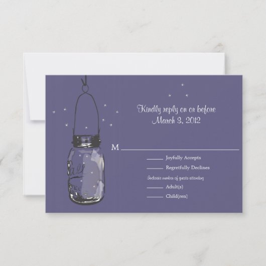 UAWG Mason Jar & Fireflies Hochzeit RSVP Karte (Vorderseite)