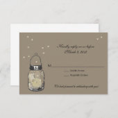 UAWG Mason Jar & Fireflies Hochzeit RSVP Karte (Vorne/Hinten)