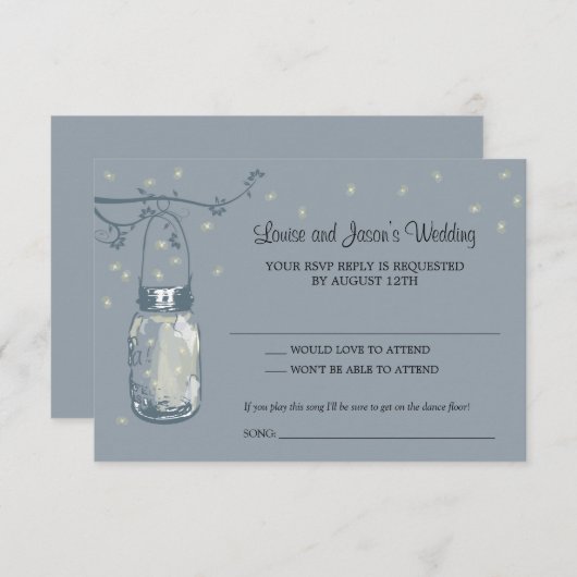 UAWG Mason Jar Wedding RSVP Karte (Vorne/Hinten)