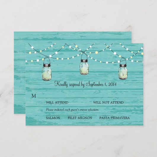 UAWG Mason Jar Wedding RSVP Karte (Vorne/Hinten)