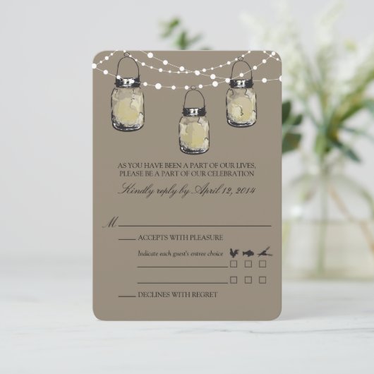 UAWG Mason Jar Wedding RSVP Karte (Stehend Vorderseite)