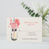 UAWG Mason Jar & Wildblumen Hochzeit RSVP Karte (Stehend Vorderseite)