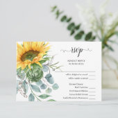 UAWG Meal Choice Rustikale Sonnenblumen RSVP Karte (Stehend Vorderseite)