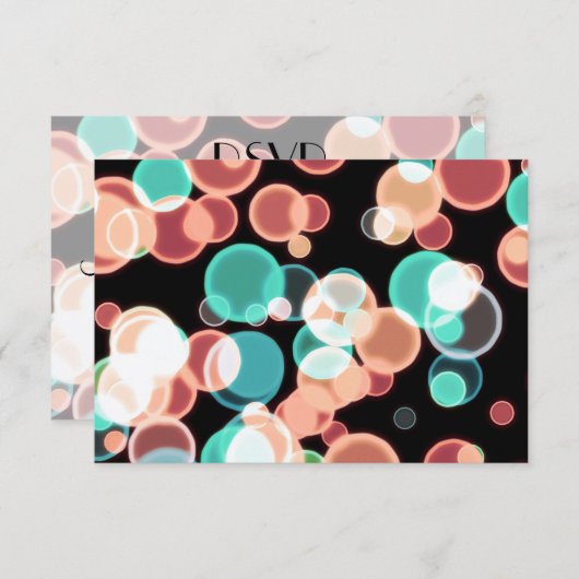 UAWG mehrfarbige Blasen auf schwarzem Hintergrund RSVP Karte (Vorne/Hinten)