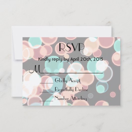 UAWG mehrfarbige Blasen auf schwarzem Hintergrund RSVP Karte (Rückseite)