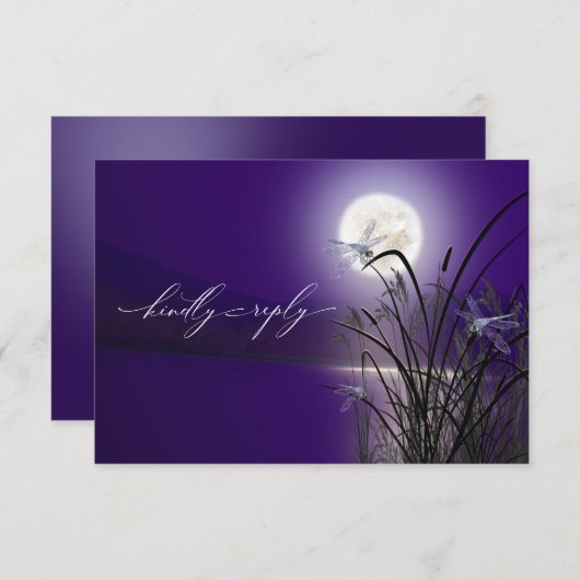 UAWG Menu Amethyst Full Moon Dragonfly Pond Einladung (Vorne/Hinten)