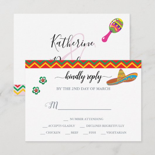 UAWG Mexican Fiesta Reply RSVP Karte (Vorne/Hinten)