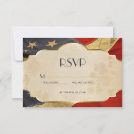 UAWG Military Wedding Patriotic Vintag Flag RSVP Karte
