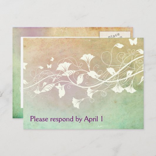 UAwg mit blass Pfirsich und grüner Pastete Einladungspostkarte (Vorne/Hinten)