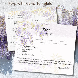 UAWG mit Menüvorlage Lila Wisteria Floral Postkarte