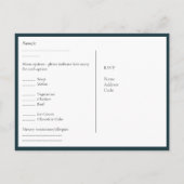 UAWG mit Menüvorlage | Peacock Blue Green Gold Postkarte (Rückseite)