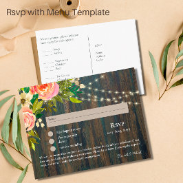 UAWG mit Menüvorlage Rustikale rosa Blume Lights Postkarte