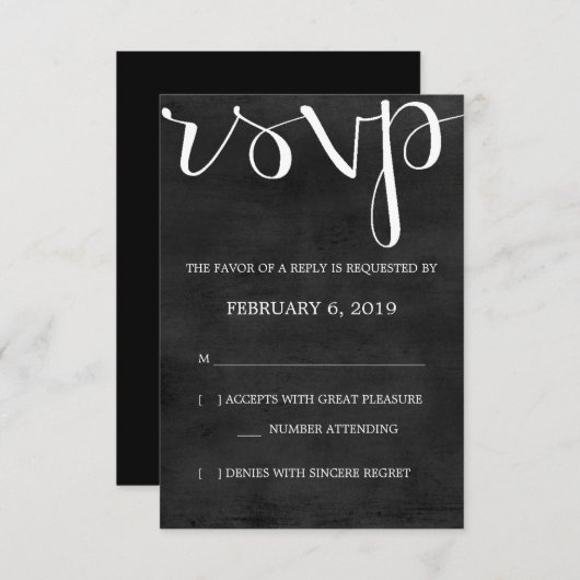 UAWG | Mod Pen Chalkboard RSVP Karte (Vorne/Hinten)