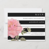 UAWG MODERN Chic Wide Stripes Pink Peony Blume RSVP Karte (Vorderseite)