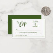 UAWG Modern Dark Forest Green Wedding RSVP Card Mitteilungskarte (Vorderseite/Rückseite Beispiel)