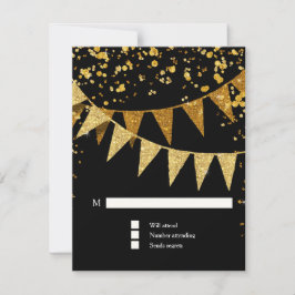 UAWG Modern Pennant Banner w Glitzer Confetti RSVP Karte