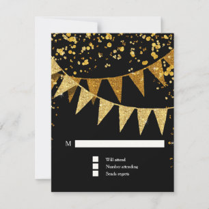 UAWG Modern Pennant Banner w Glitzer Confetti RSVP Karte