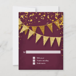 UAWG Modern Pennant Banner w Glitzer Confetti RSVP Karte
