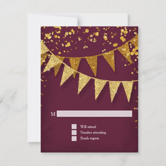 UAWG Modern Pennant Banner w Glitzer Confetti RSVP Karte (Vorderseite)