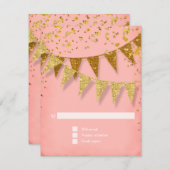 UAWG Modern Pennant Banner w Glitzer Confetti RSVP Karte (Vorne/Hinten)