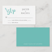 UAWG Modern Script Aquamarin Wedding RSVP Card Mitteilungskarte (Vorne/Hinten)