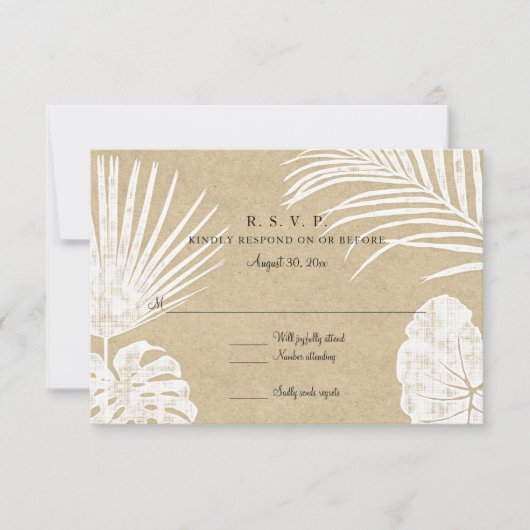 UAWG Modern Simple Kraft Tropical Leaf Beach Art RSVP Karte (Vorderseite)