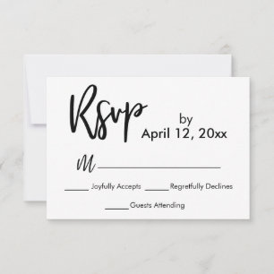 UAWG Moderne Handschrift Schwarz-weiße Hochzeit RSVP Karte