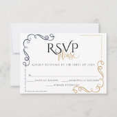 UAWG | Moderner Schwarz-Gold-Minimal RSVP Karte (Vorderseite)