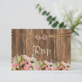 UAWG Monogramm Herz mit Rosa und Weiß Rosen RSVP Karte (Stehend Vorderseite)