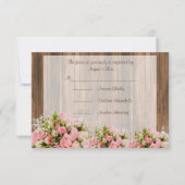 UAWG Monogramm Herz mit Rosa und Weiß Rosen RSVP Karte (Rückseite)