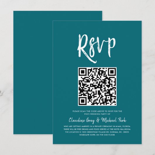 UAWG nach QR-Code | Aquamarine Script-UAWG Einladung (Vorne/Hinten)