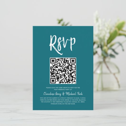 UAWG nach QR-Code | Aquamarine Script-UAWG Einladung (Stehend Vorderseite)