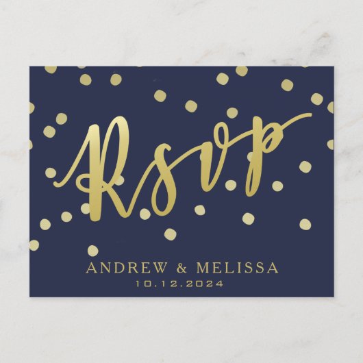 UAWG | Navy Blue & Imitate Gold Script Postcard Einladungspostkarte (Vorderseite)